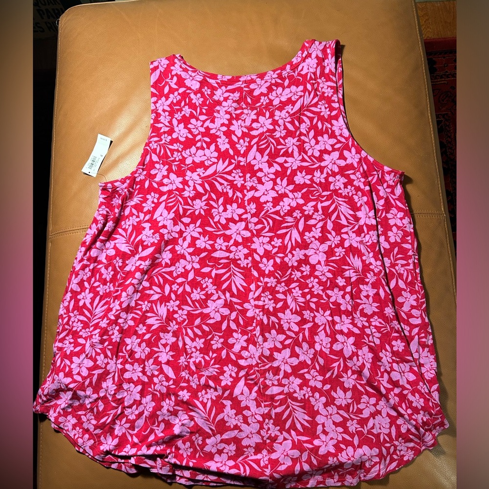 Luxe Floral-Print Swing Tank for Women XL magenta floral NWT